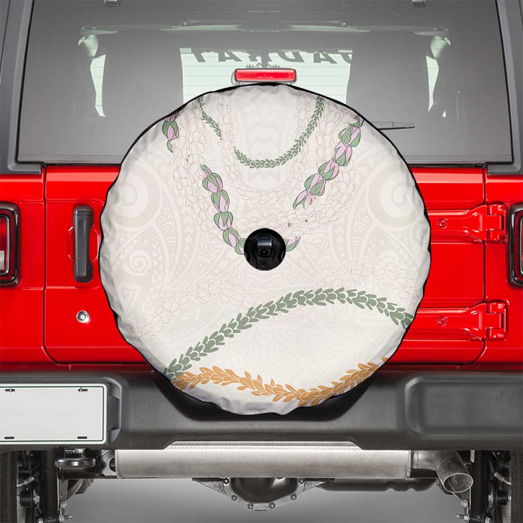 Aloha Lei Mikioi Spare Tire Cover Beige Polynesian Tribal Tatau Pattern LT9 - Polynesian Pride