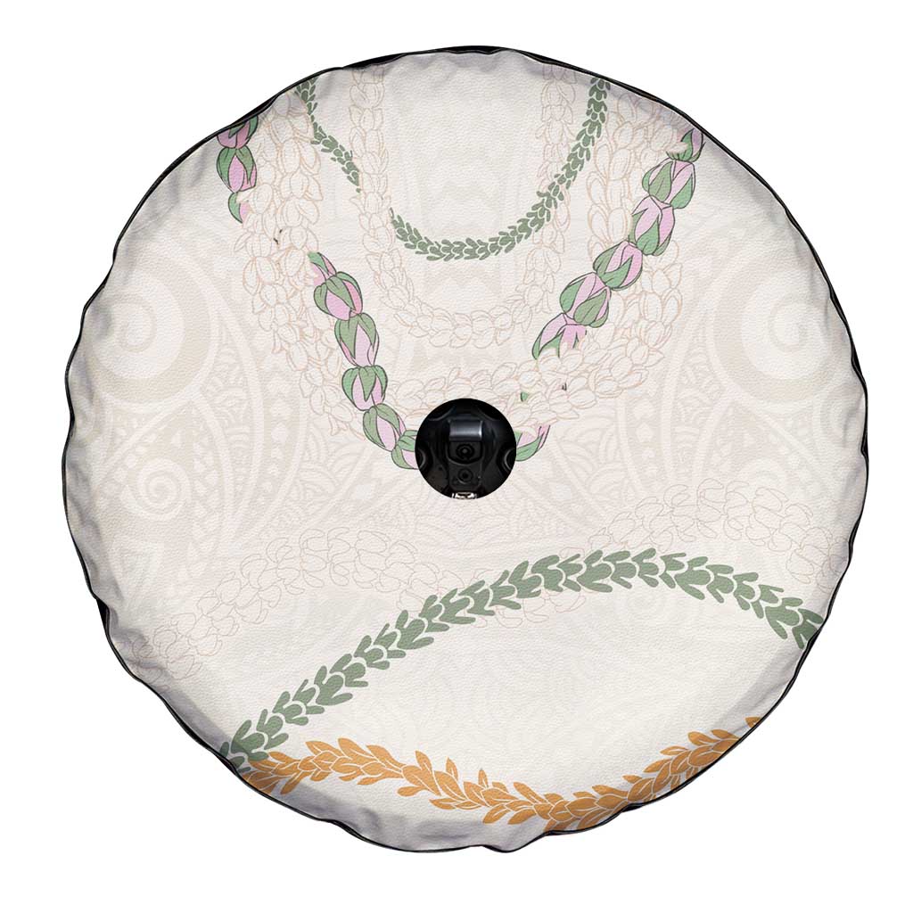 Aloha Lei Mikioi Spare Tire Cover Beige Polynesian Tribal Tatau Pattern LT9 - Polynesian Pride