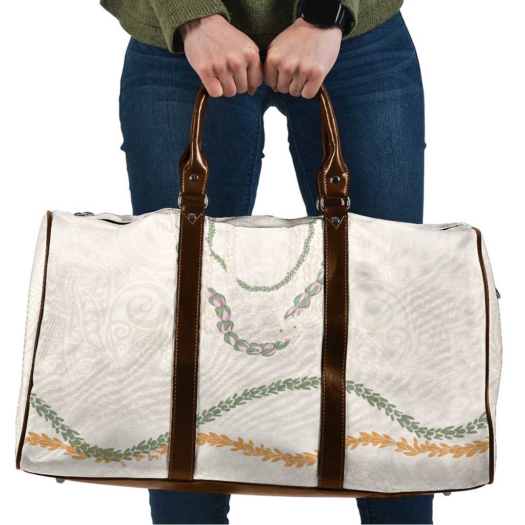 Aloha Lei Mikioi Travel Bag Beige Polynesian Tribal Tatau Pattern LT9 Beige - Polynesian Pride