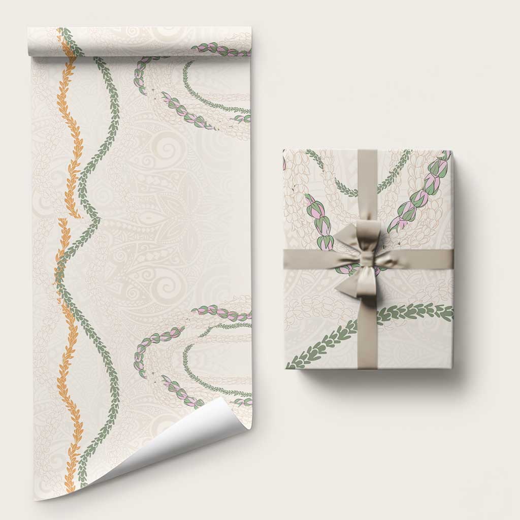 Aloha Lei Mikioi Wrapping Paper Beige Polynesian Tribal Tatau Pattern LT9 58" × 23" Beige - Polynesian Pride