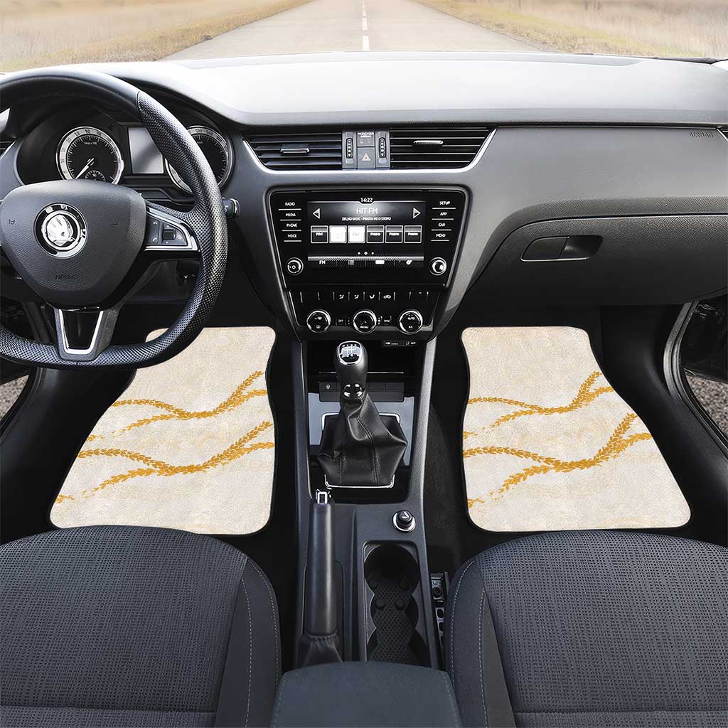 Aloha Lei Mikioi Car Mats Gold Polynesian Tribal Tatau Pattern LT9 Set 2pcs - Front Gold - Polynesian Pride