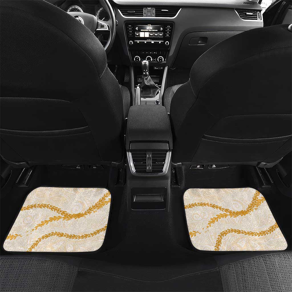 Aloha Lei Mikioi Car Mats Gold Polynesian Tribal Tatau Pattern LT9 Set 2pcs - Back Gold - Polynesian Pride