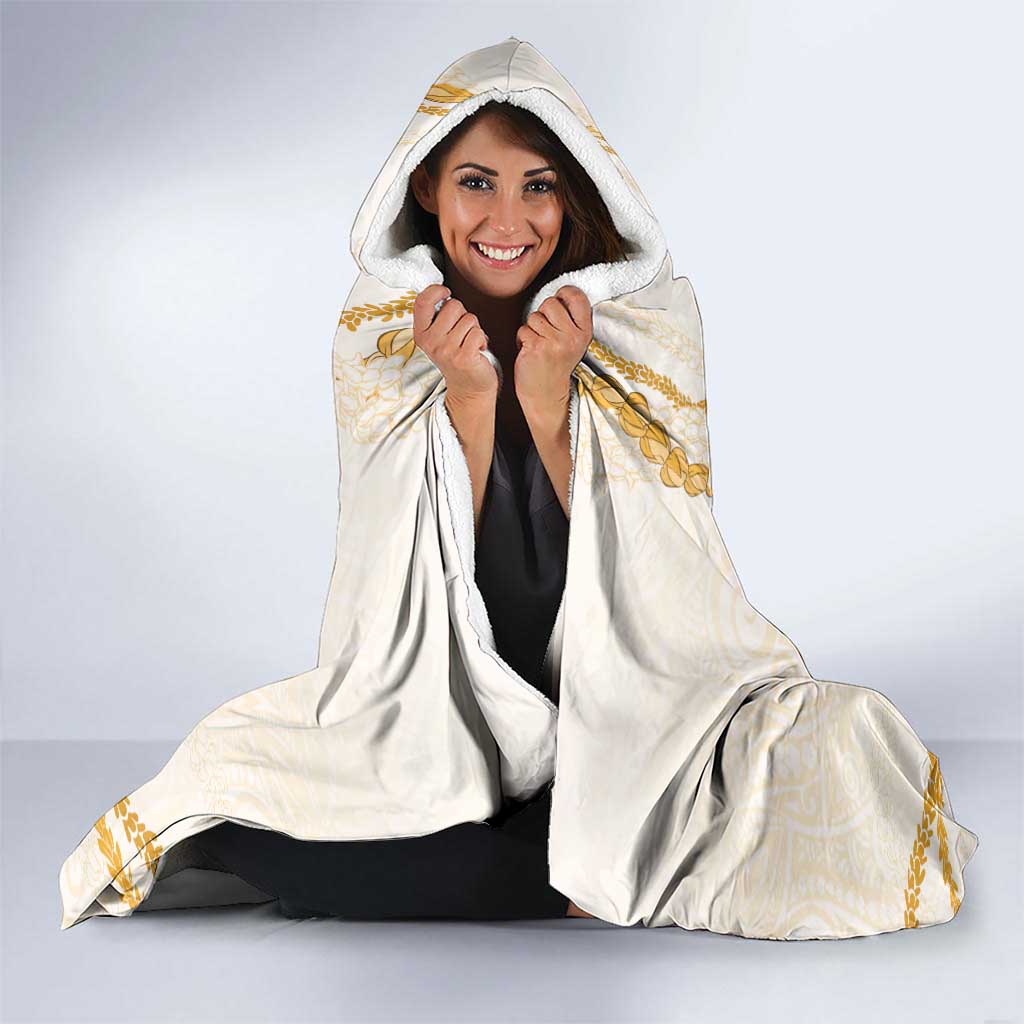 Aloha Lei Mikioi Hooded Blanket Gold Polynesian Tribal Tatau Pattern LT9 - Polynesian Pride