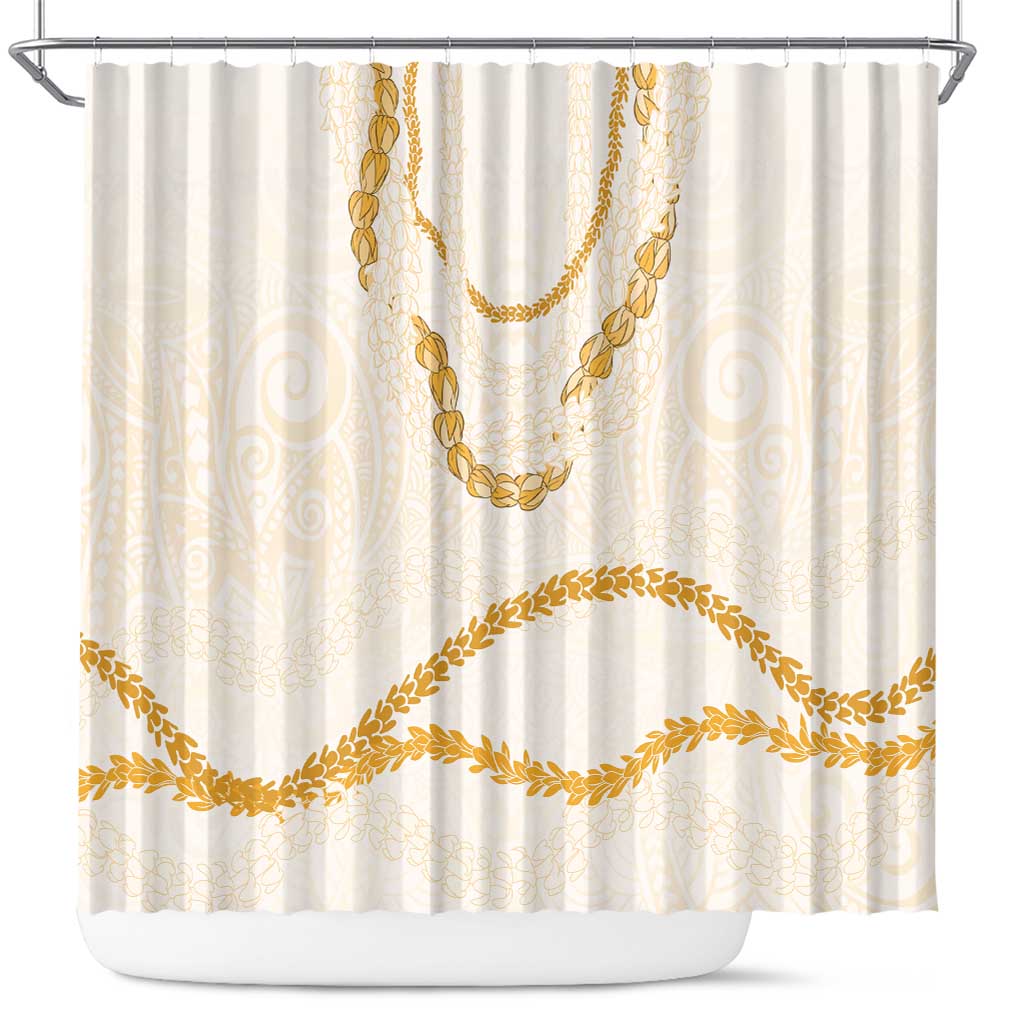 Aloha Lei Mikioi Shower Curtain Gold Polynesian Tribal Tatau Pattern LT9 Gold - Polynesian Pride