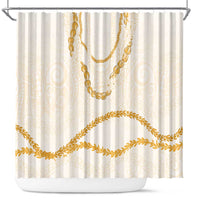 Aloha Lei Mikioi Shower Curtain Gold Polynesian Tribal Tatau Pattern LT9 Gold - Polynesian Pride