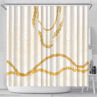 Aloha Lei Mikioi Shower Curtain Gold Polynesian Tribal Tatau Pattern LT9 - Polynesian Pride