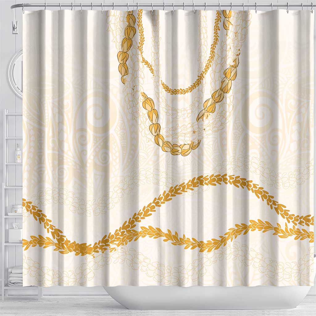 Aloha Lei Mikioi Shower Curtain Gold Polynesian Tribal Tatau Pattern LT9 - Polynesian Pride