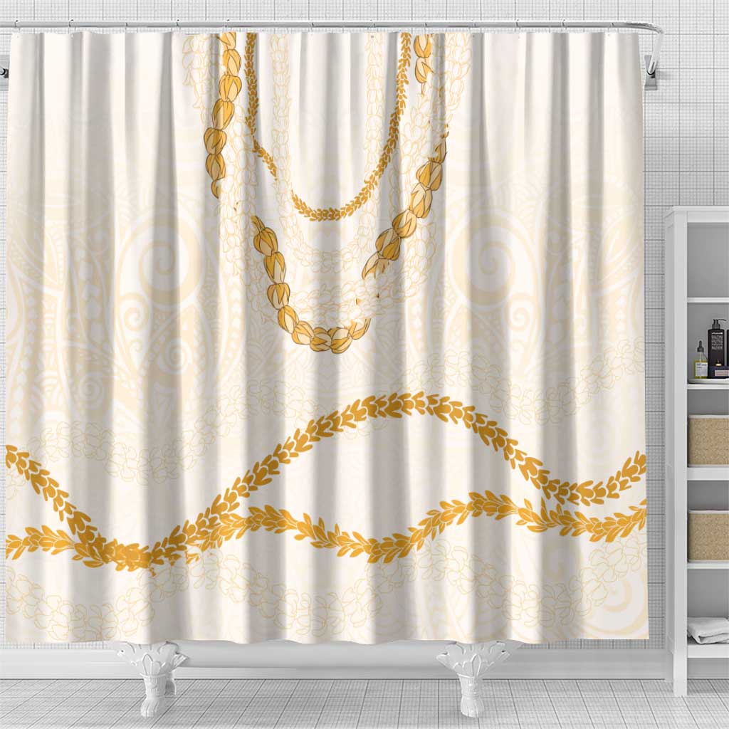 Aloha Lei Mikioi Shower Curtain Gold Polynesian Tribal Tatau Pattern LT9 - Polynesian Pride