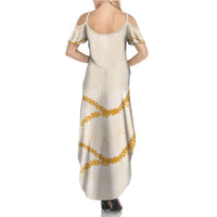 Aloha Lei Mikioi Summer Maxi Dress Gold Polynesian Tribal Tatau Pattern LT9 - Polynesian Pride