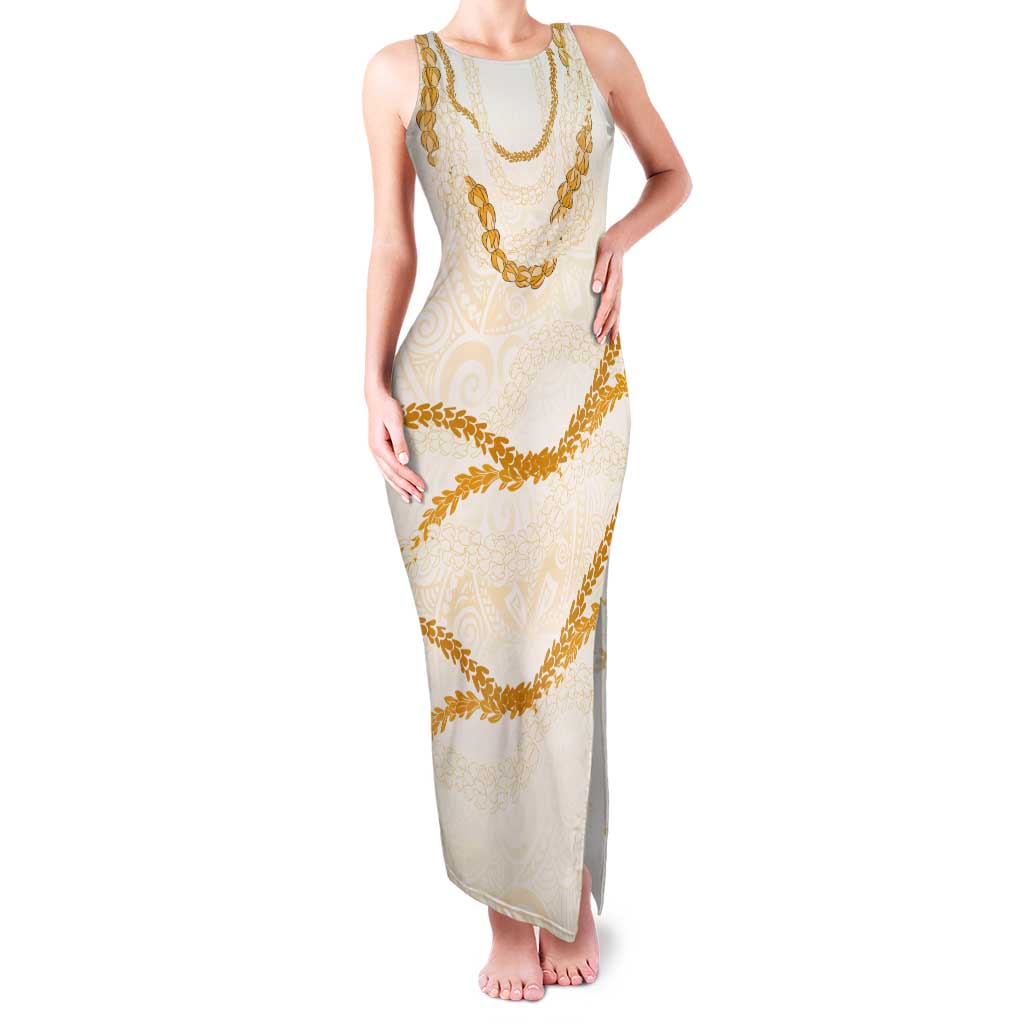 Aloha Lei Mikioi Tank Maxi Dress Gold Polynesian Tribal Tatau Pattern LT9 Women Gold - Polynesian Pride