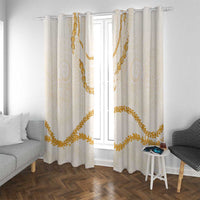 Aloha Lei Mikioi Window Curtain Gold Polynesian Tribal Tatau Pattern LT9 With Grommets Gold - Polynesian Pride
