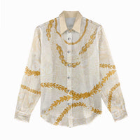 Aloha Lei Mikioi Women Casual Shirt Gold Polynesian Tribal Tatau Pattern LT9 - Polynesian Pride