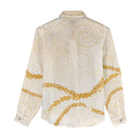 Aloha Lei Mikioi Women Casual Shirt Gold Polynesian Tribal Tatau Pattern LT9 - Polynesian Pride