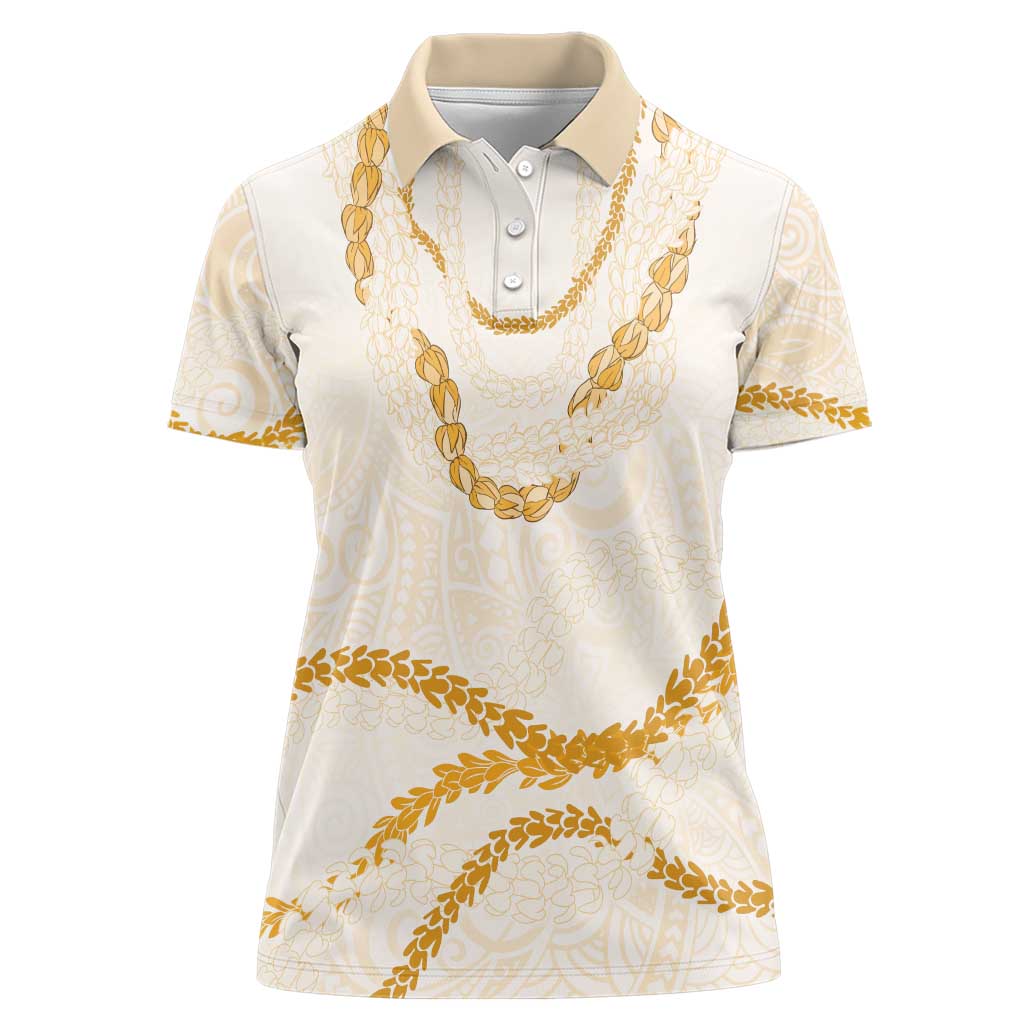 Aloha Lei Mikioi Women Polo Shirt Gold Polynesian Tribal Tatau Pattern LT9 Female Gold - Polynesian Pride