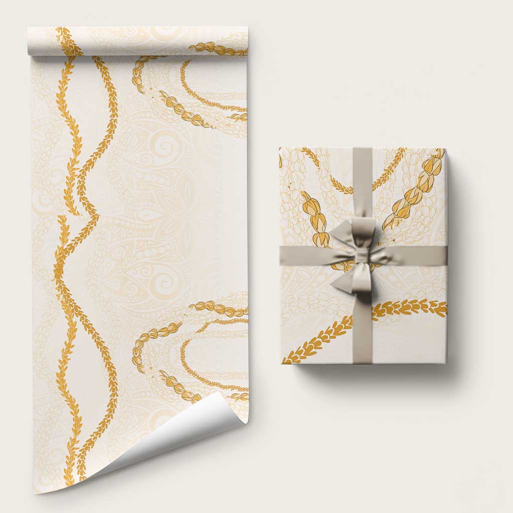 Aloha Lei Mikioi Wrapping Paper Gold Polynesian Tribal Tatau Pattern LT9 58" × 23" Gold - Polynesian Pride