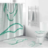 Aloha Lei Mikioi Bathroom Set Sage Green Polynesian Tribal Tatau Pattern LT9 Bathroom Set (4 pcs) Green - Polynesian Pride