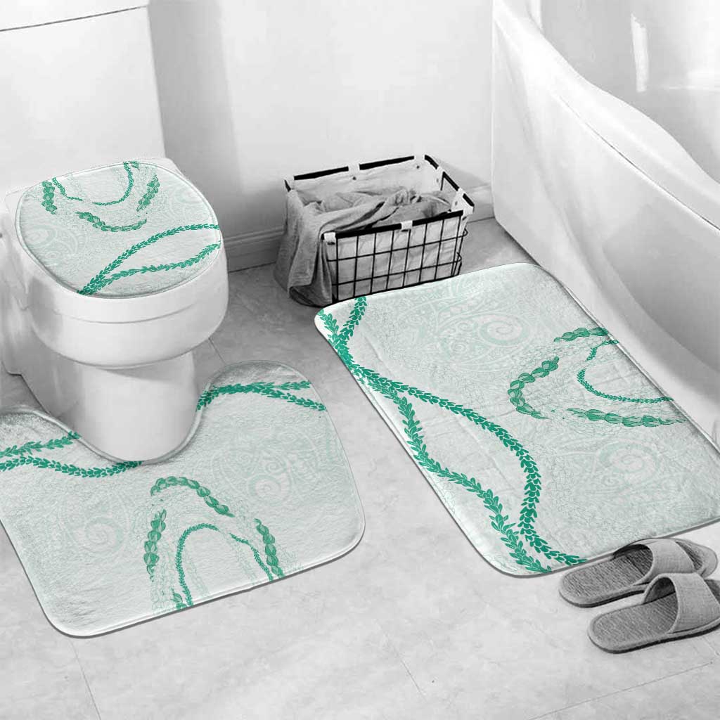 Aloha Lei Mikioi Bathroom Set Sage Green Polynesian Tribal Tatau Pattern LT9 Mat Set Only (3 pcs) One Size Green - Polynesian Pride