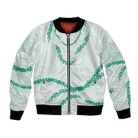 Aloha Lei Mikioi Bomber Jacket Sage Green Polynesian Tribal Tatau Pattern LT9 Unisex Green - Polynesian Pride