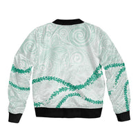 Aloha Lei Mikioi Bomber Jacket Sage Green Polynesian Tribal Tatau Pattern LT9 - Polynesian Pride