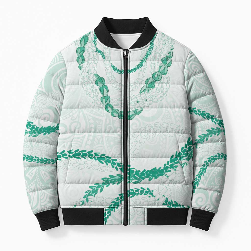 Aloha Lei Mikioi Bomber Puffer Jacket Sage Green Polynesian Tribal Tatau Pattern LT9 Unisex Green - Polynesian Pride
