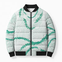Aloha Lei Mikioi Bomber Puffer Jacket Sage Green Polynesian Tribal Tatau Pattern LT9 Unisex Green - Polynesian Pride
