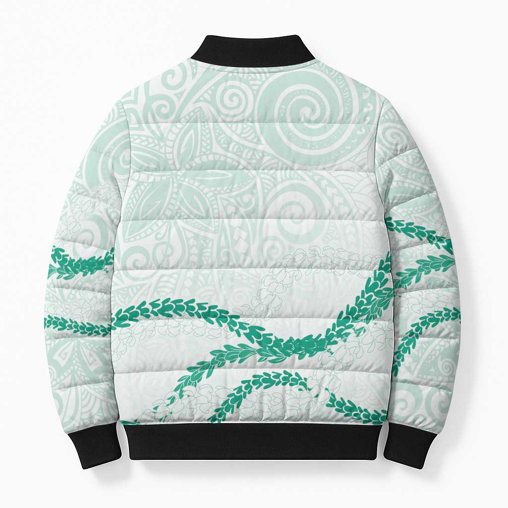 Aloha Lei Mikioi Bomber Puffer Jacket Sage Green Polynesian Tribal Tatau Pattern LT9 - Polynesian Pride