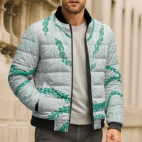 Aloha Lei Mikioi Bomber Puffer Jacket Sage Green Polynesian Tribal Tatau Pattern LT9 - Polynesian Pride