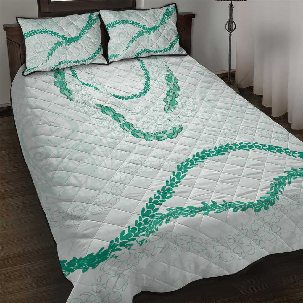 Aloha Lei Mikioi Quilt Bed Set Sage Green Polynesian Tribal Tatau Pattern LT9 Green - Polynesian Pride
