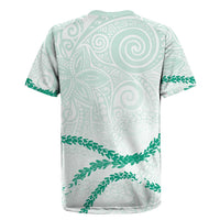 Aloha Lei Mikioi Rugby Jersey Sage Green Polynesian Tribal Tatau Pattern LT9 - Polynesian Pride