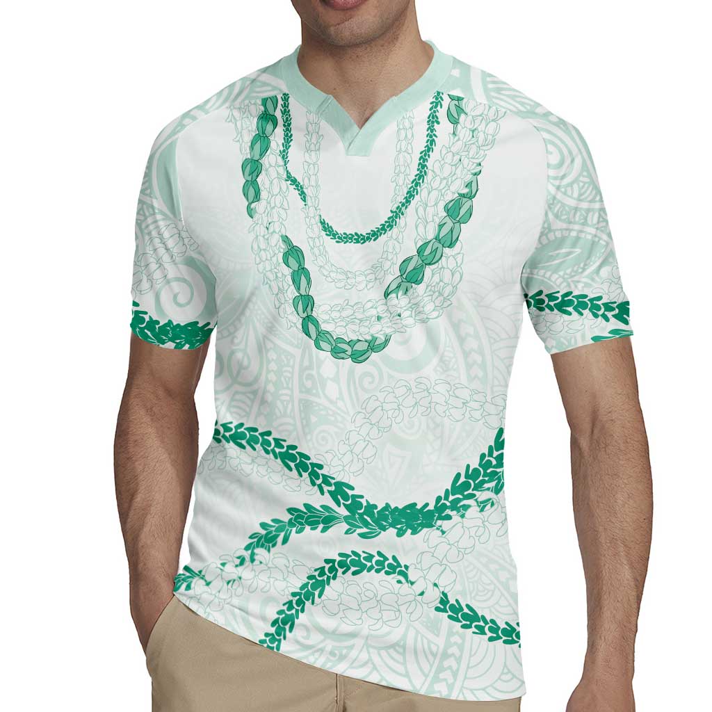 Aloha Lei Mikioi Rugby Jersey Sage Green Polynesian Tribal Tatau Pattern LT9 - Polynesian Pride