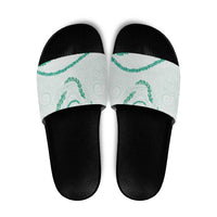 Aloha Lei Mikioi Slide Sandals Sage Green Polynesian Tribal Tatau Pattern LT9 Green - Polynesian Pride