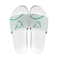Aloha Lei Mikioi Slide Sandals Sage Green Polynesian Tribal Tatau Pattern LT9 Green - Polynesian Pride