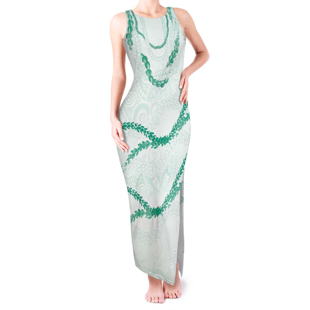 Aloha Lei Mikioi Tank Maxi Dress Sage Green Polynesian Tribal Tatau Pattern LT9 Women Green - Polynesian Pride