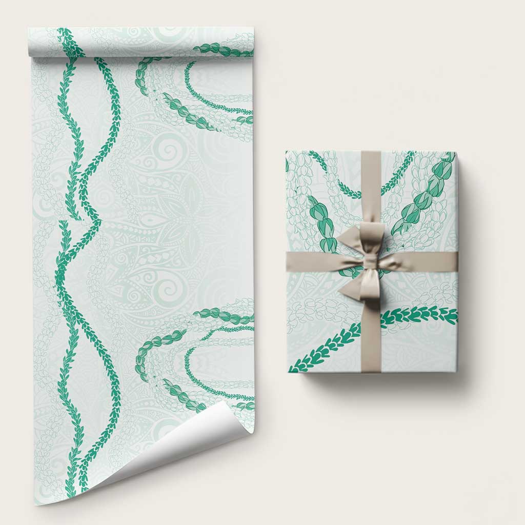 Aloha Lei Mikioi Wrapping Paper Sage Green Polynesian Tribal Tatau Pattern LT9 58" × 23" Green - Polynesian Pride