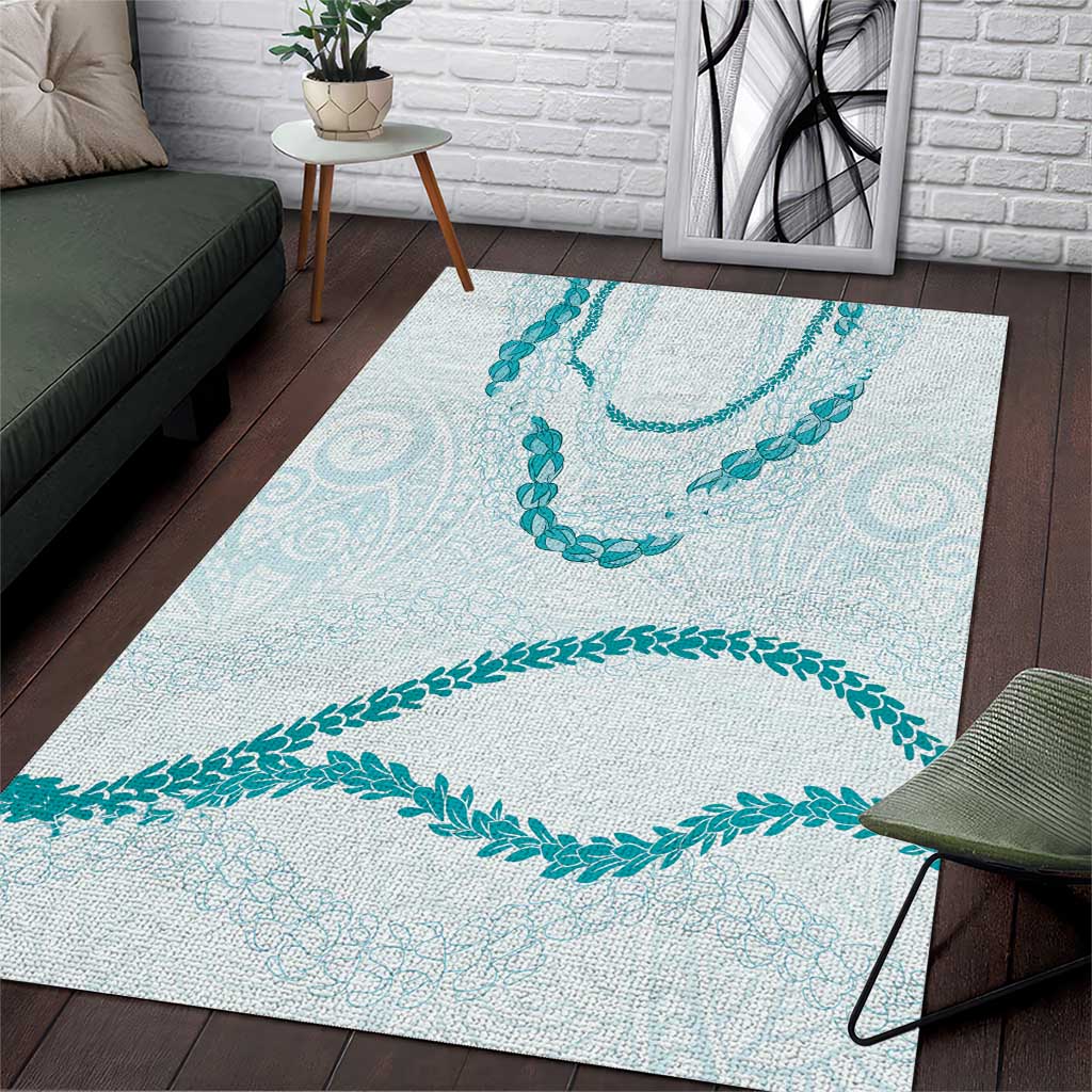 Aloha Lei Mikioi Area Rug Teal Polynesian Tribal Tatau Pattern LT9 Teal - Polynesian Pride