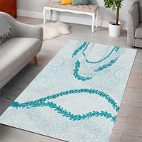 Aloha Lei Mikioi Area Rug Teal Polynesian Tribal Tatau Pattern LT9 - Polynesian Pride