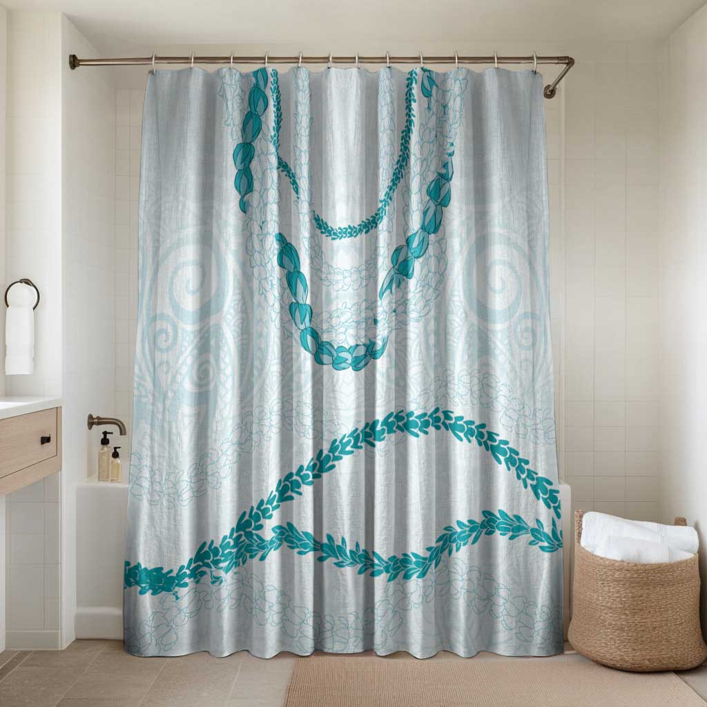 Aloha Lei Mikioi Bathroom Set Aloha Lei Mikioi LT9 Shower Curtain Only Teal - Polynesian Pride