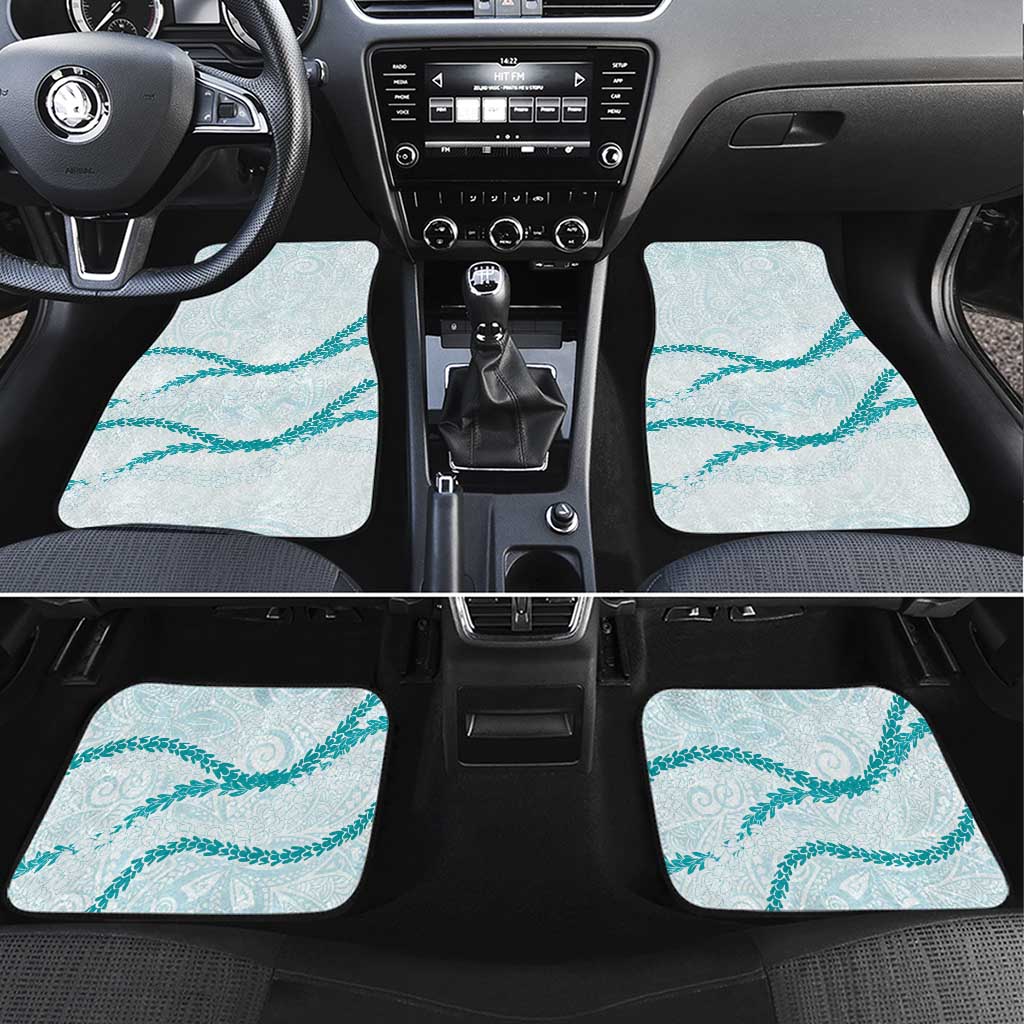 Aloha Lei Mikioi Car Mats Teal Polynesian Tribal Tatau Pattern LT9 Set 4pcs Teal - Polynesian Pride