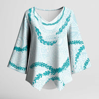 Aloha Lei Mikioi Kimono Sleeve Blouse Aloha Lei Mikioi LT9 Female Teal - Polynesian Pride