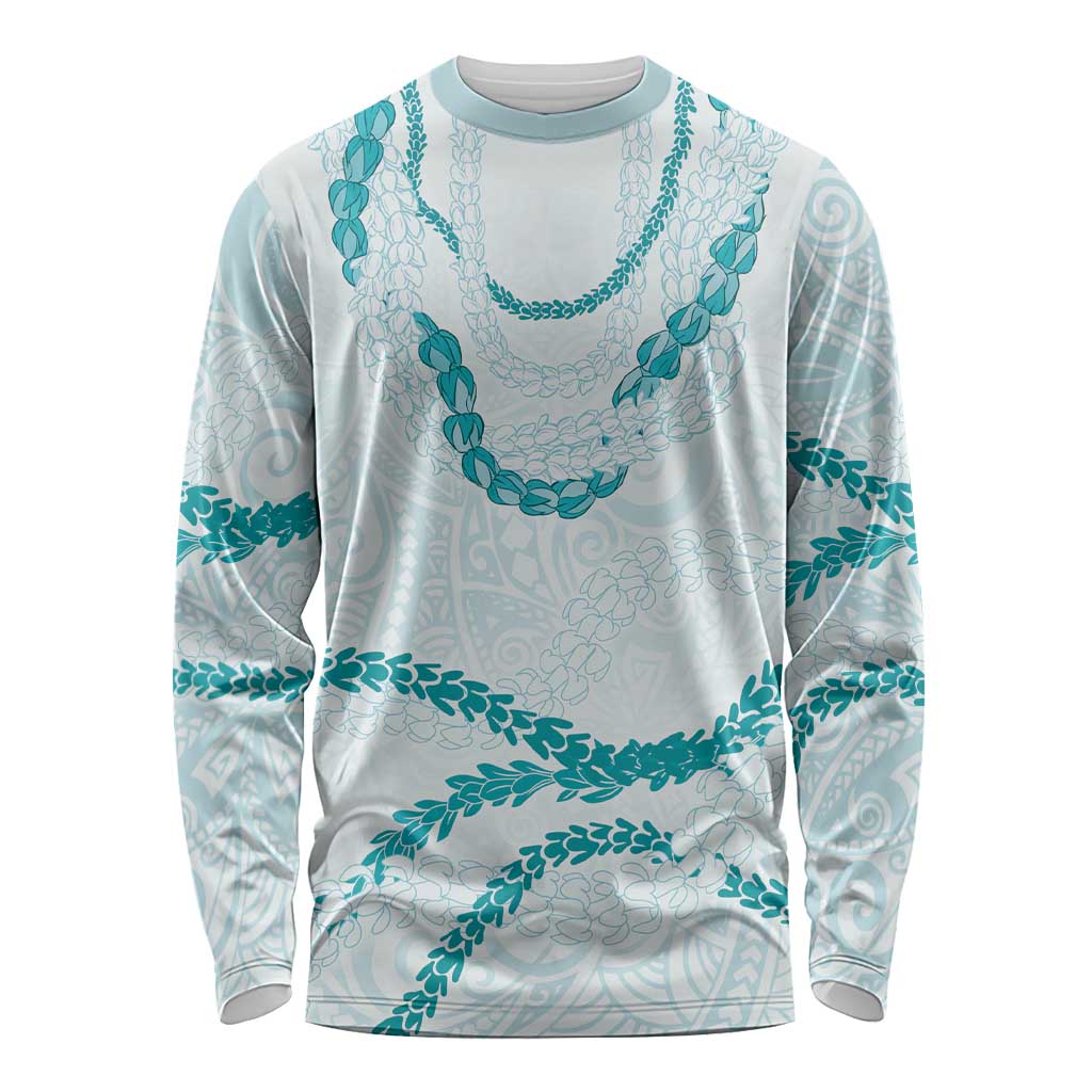 Aloha Lei Mikioi Long Sleeve Shirt Teal Polynesian Tribal Tatau Pattern LT9 Unisex Teal - Polynesian Pride