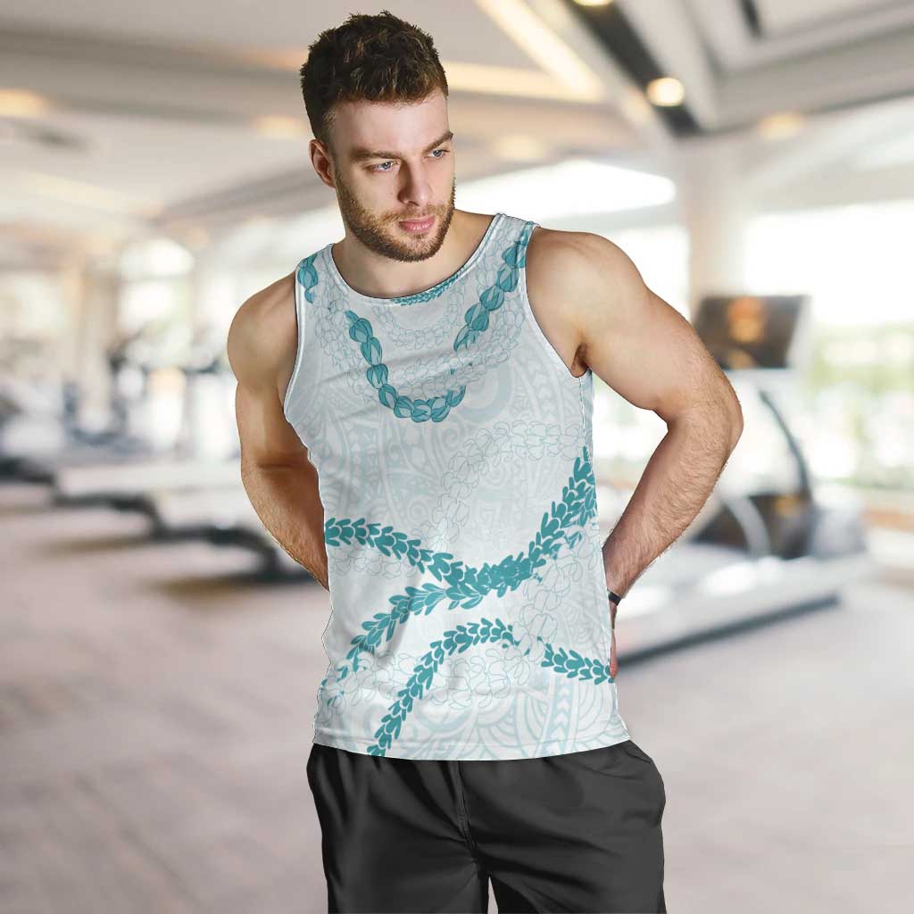 Aloha Lei Mikioi Men Tank Top Teal Polynesian Tribal Tatau Pattern LT9 Teal - Polynesian Pride