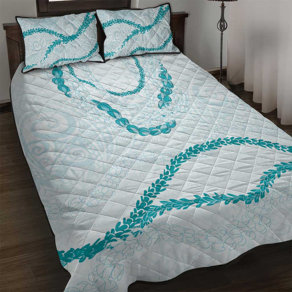 Aloha Lei Mikioi Quilt Bed Set Teal Polynesian Tribal Tatau Pattern LT9 Teal - Polynesian Pride