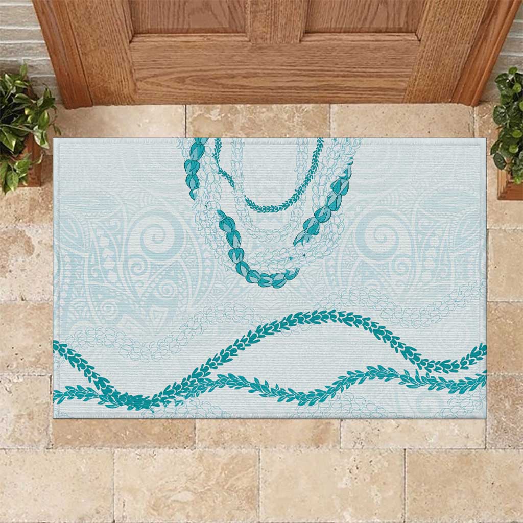 Aloha Lei Mikioi Rubber Doormat Teal Polynesian Tribal Tatau Pattern LT9 Teal - Polynesian Pride