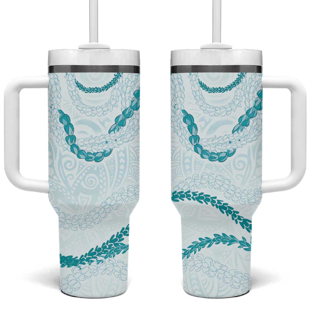 Aloha Lei Mikioi Tumbler With Handle Teal Polynesian Tribal Tatau Pattern LT9 One Size: 40 oz Teal - Polynesian Pride