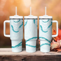 Aloha Lei Mikioi Tumbler With Handle Teal Polynesian Tribal Tatau Pattern LT9 - Polynesian Pride