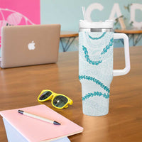Aloha Lei Mikioi Tumbler With Handle Teal Polynesian Tribal Tatau Pattern LT9 - Polynesian Pride