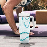 Aloha Lei Mikioi Tumbler With Handle Teal Polynesian Tribal Tatau Pattern LT9 - Polynesian Pride
