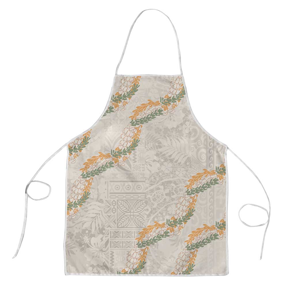 Aloha Pakalana and Puakenikeni Lei Apron Beige Hawaiian Pattern LT9 Beige - Polynesian Pride