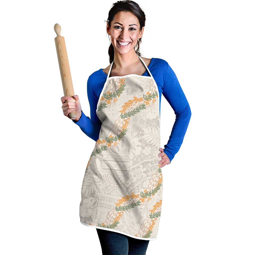 Aloha Pakalana and Puakenikeni Lei Apron Beige Hawaiian Pattern LT9 - Polynesian Pride