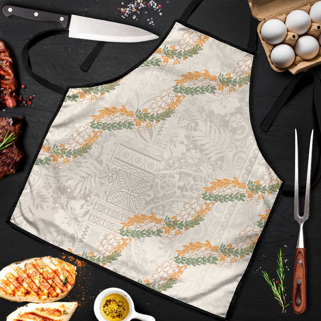 Aloha Pakalana and Puakenikeni Lei Apron Beige Hawaiian Pattern LT9 Beige - Polynesian Pride